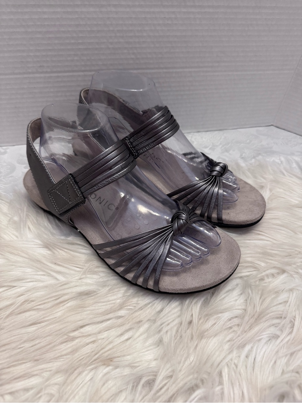 Vionic Size 8‎ Talulah Pewter Sandal Comfort Shoe Flats Feminine Adjustable